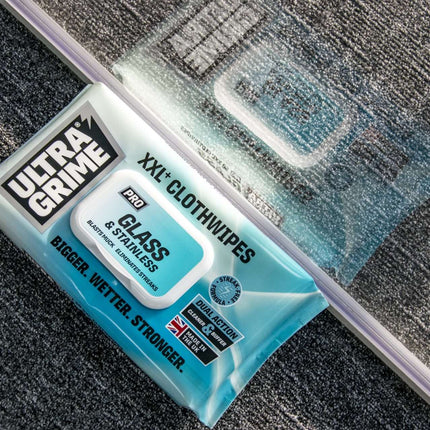 UltraGrime PRO Glass & Stainless Shiny Surface Large Cleaning Cloths - Bulk Pack 50 Wipes
