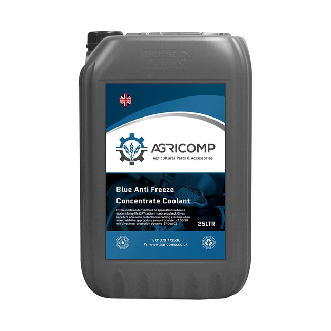 25L Container of Agricomp Blue Anti Freeze Concentrate Coolant on a white background