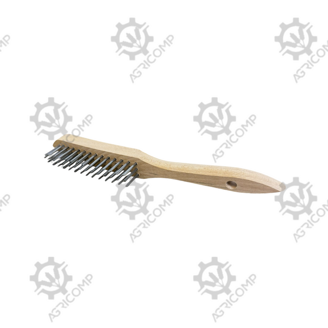Steel Wire Brush 3 Row Wooden Handle