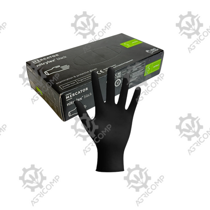 Mercator Nitrylex Black Classic Powder Free Nitrile Gloves (S)