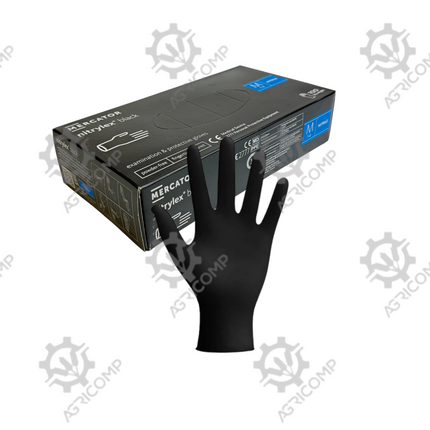Mercator Nitrylex Black Classic Powder Free Nitrile Gloves (M)