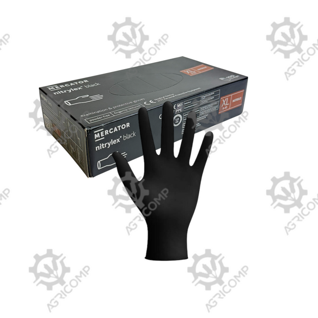 Mercator Nitrylex Black Classic Powder Free Nitrile Gloves (XL)