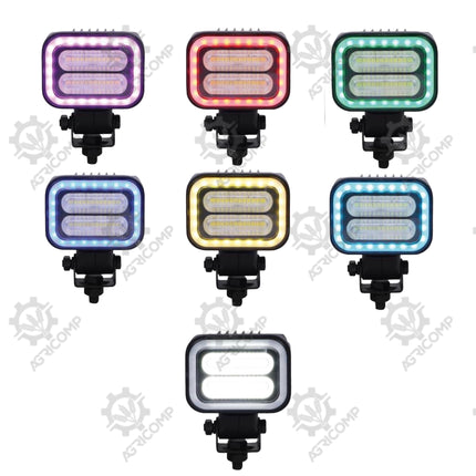 FlexiGlow Colour changing Programable Square Work Light, LED Multi-coloured, 2400 Lumens Raw, 12-24V