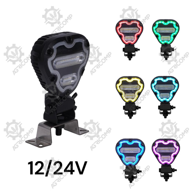 FlexiGlow Colour changing Programable Triangular Work Light, LED Multi-coloured, 1800 Lumens Raw, 12-24V