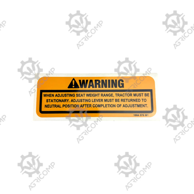 Massey Ferguson 550, 560, 565, 575, 590, 595 Seat Warning Decal 1664570M3