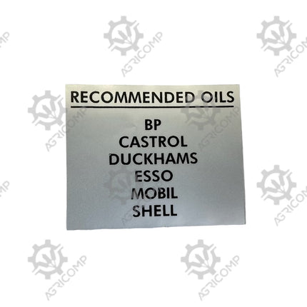 Massey Ferguson 135 Recommended Oils Decal Sticker